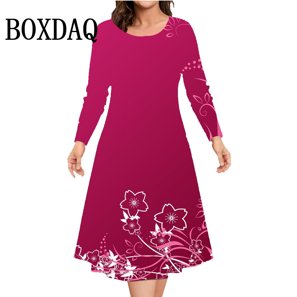 Winter Clothing For Plus Size Women - Herfst Winter Jurk Met Lange Mouwen