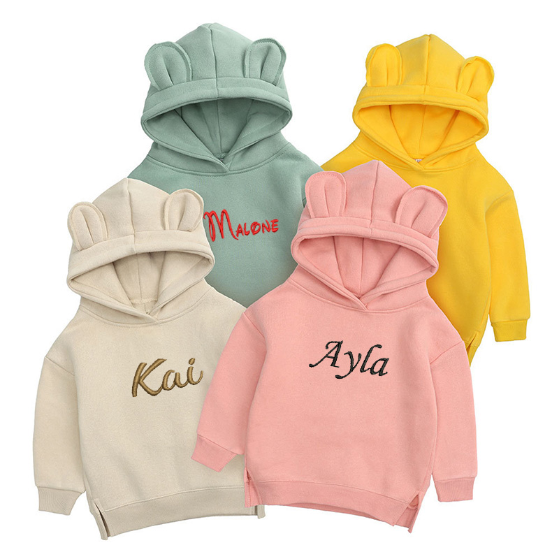 Winter Under Clothing - Gepersonaliseerde Borduurwerk Kinderen Beer Hoodie Aangepaste