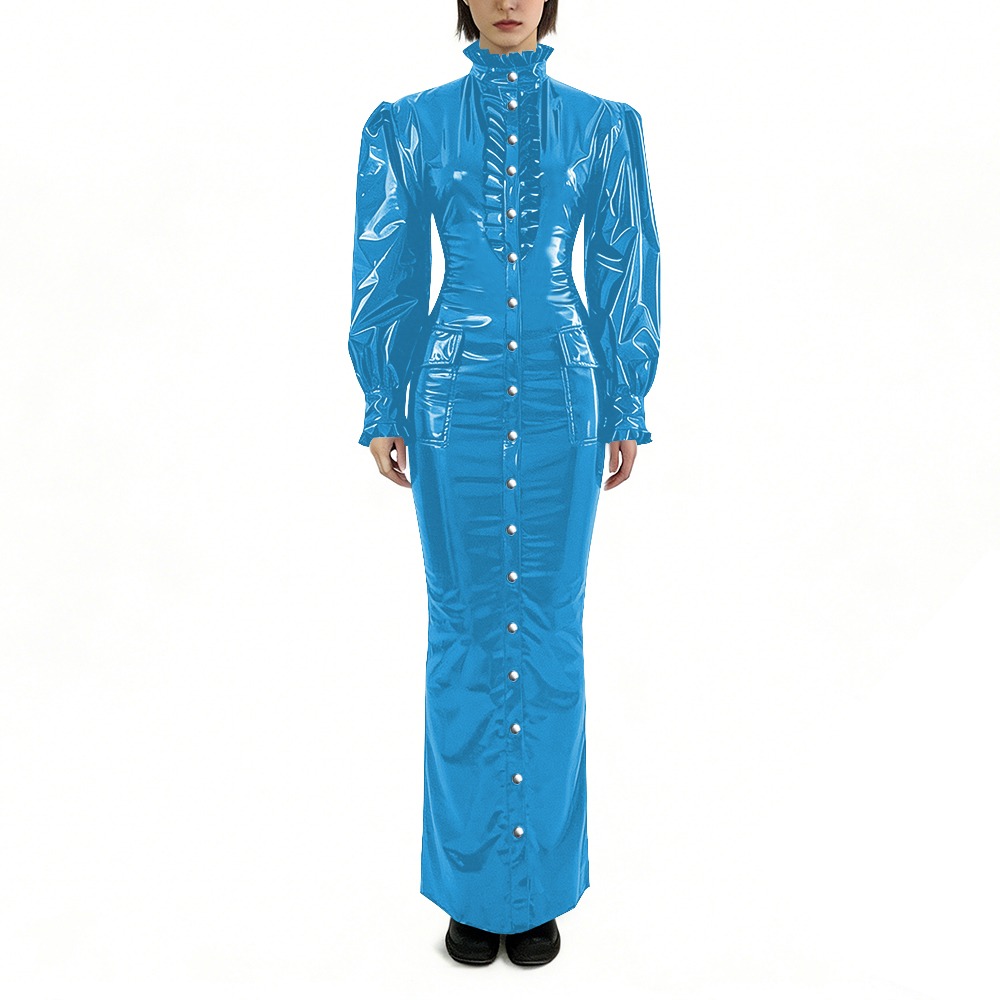Winter Clothing For Plus Size Women - Glanzende PVC lange potloodjurk Grote maten