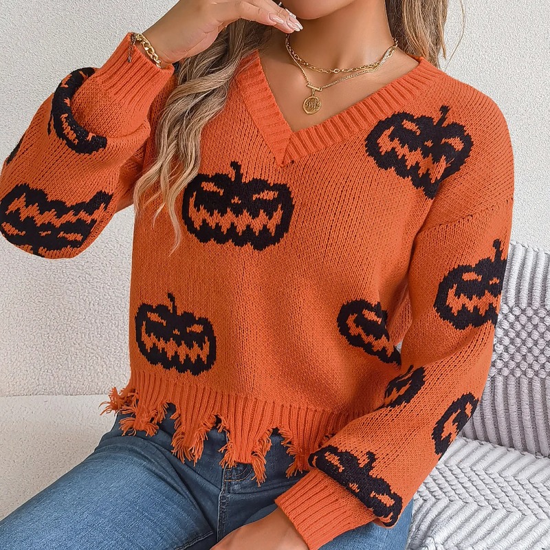 Winter Clothing H&M - 2025 Herfst/Winter Halloween Kleurblok Pompoen Lange