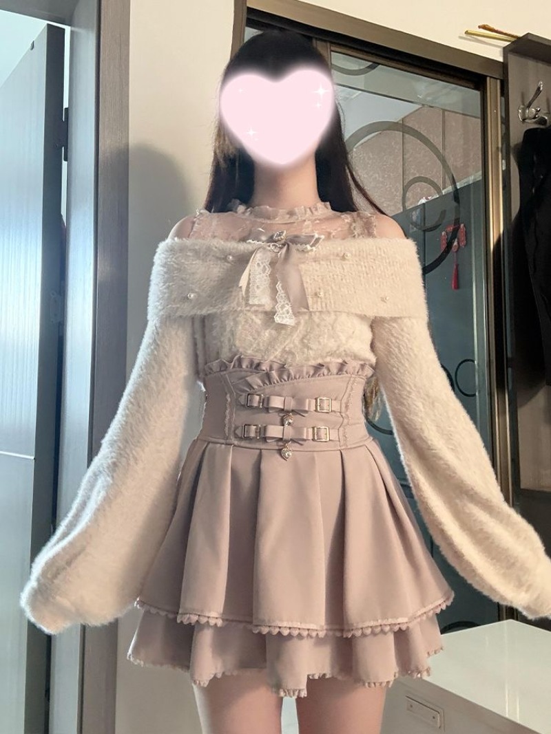 Clothing Style Winter - Japanse stijl zoete lolita off-the-shoulder trui