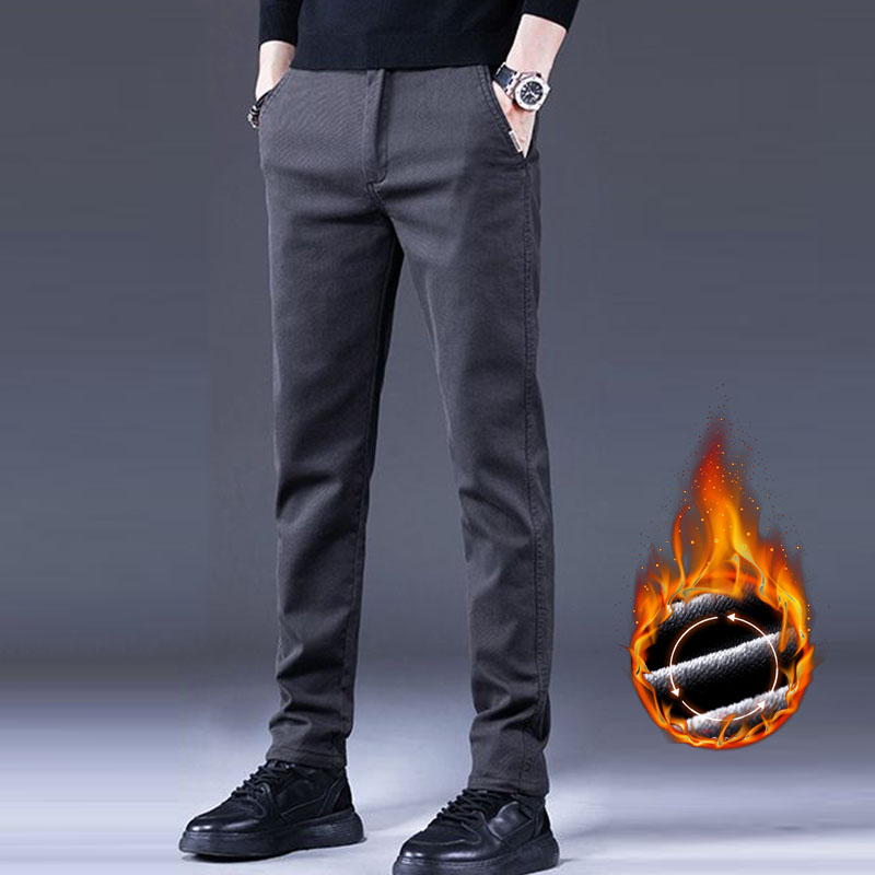 Quality Winter Clothing Brand - Fluwelen warme heren zakelijke casual broek