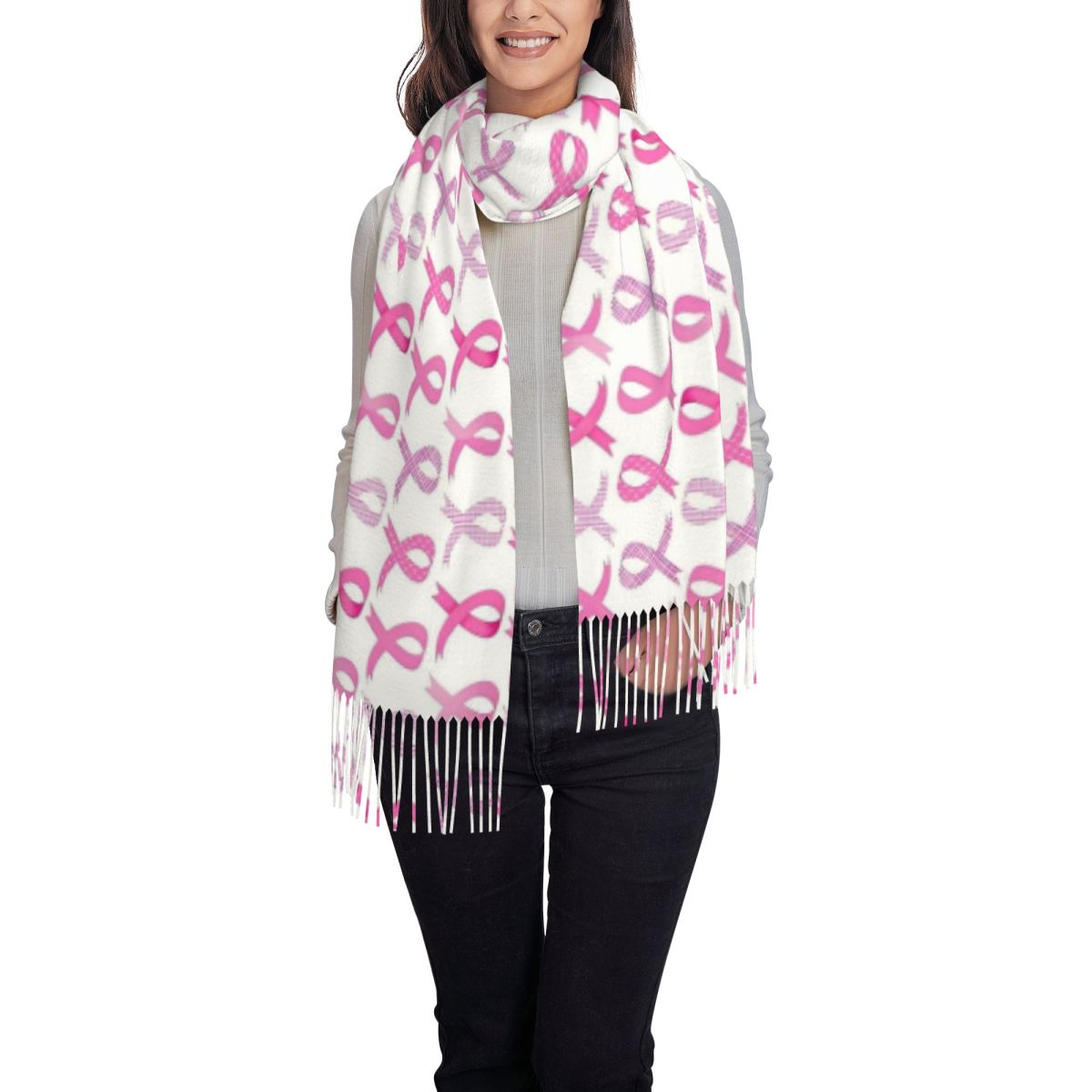 Dames kwastje sjaal roze lint  - Cashmere Scarf Wrap recensie en prijs