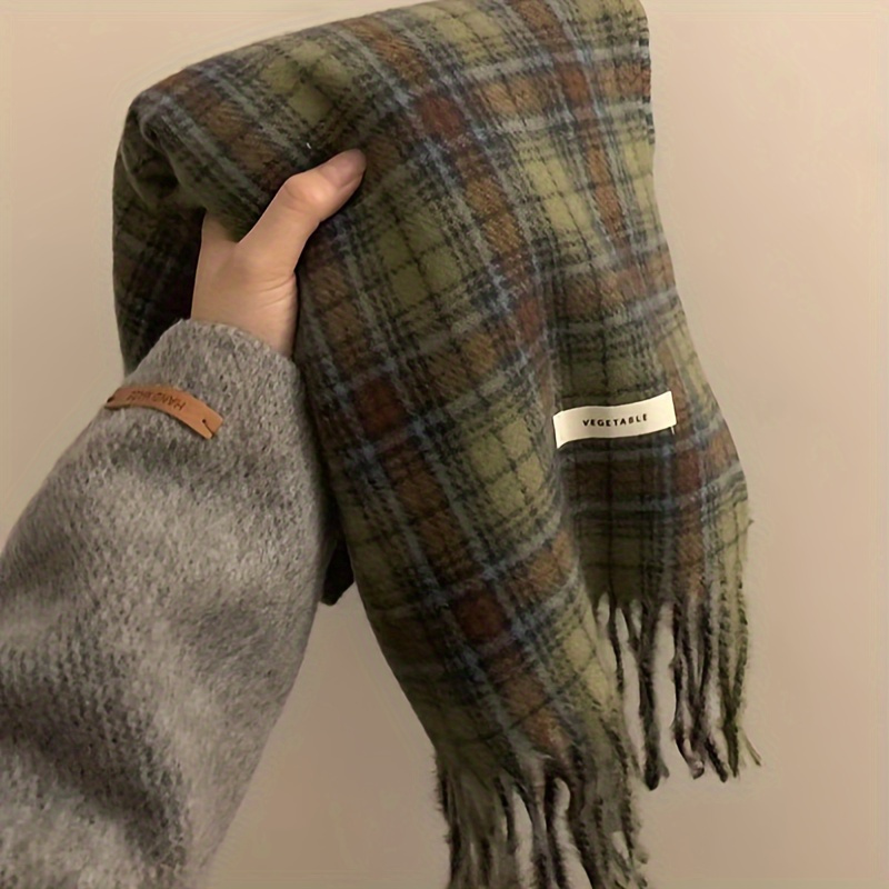 Vintage groene geruite kwastje - Cashmere Scarf Wrap recensie en prijs