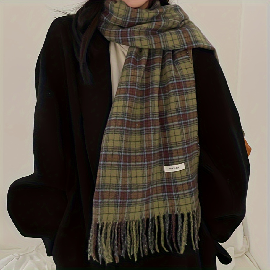 Vintage groene geruite kwastje - Cashmere Scarf Wrap recensie en prijs