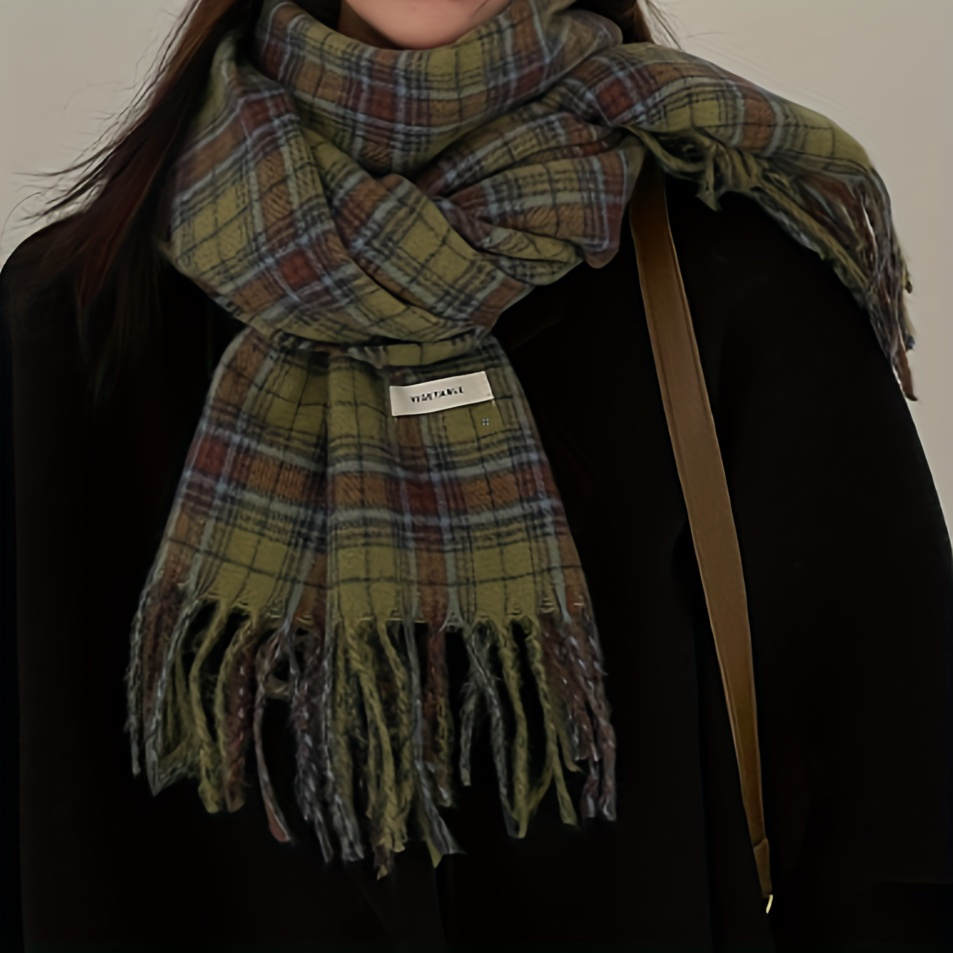 Vintage groene geruite kwastje - Cashmere Scarf Wrap recensie en prijs